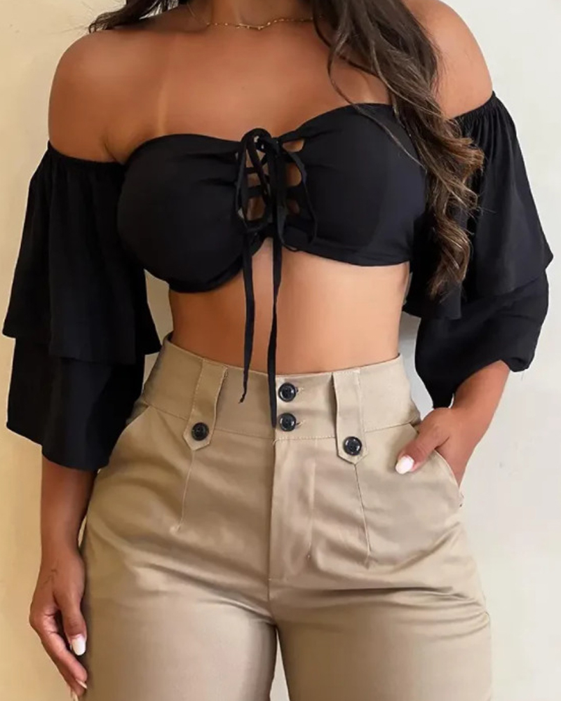 High-Rise Button-Down Cargo Pants