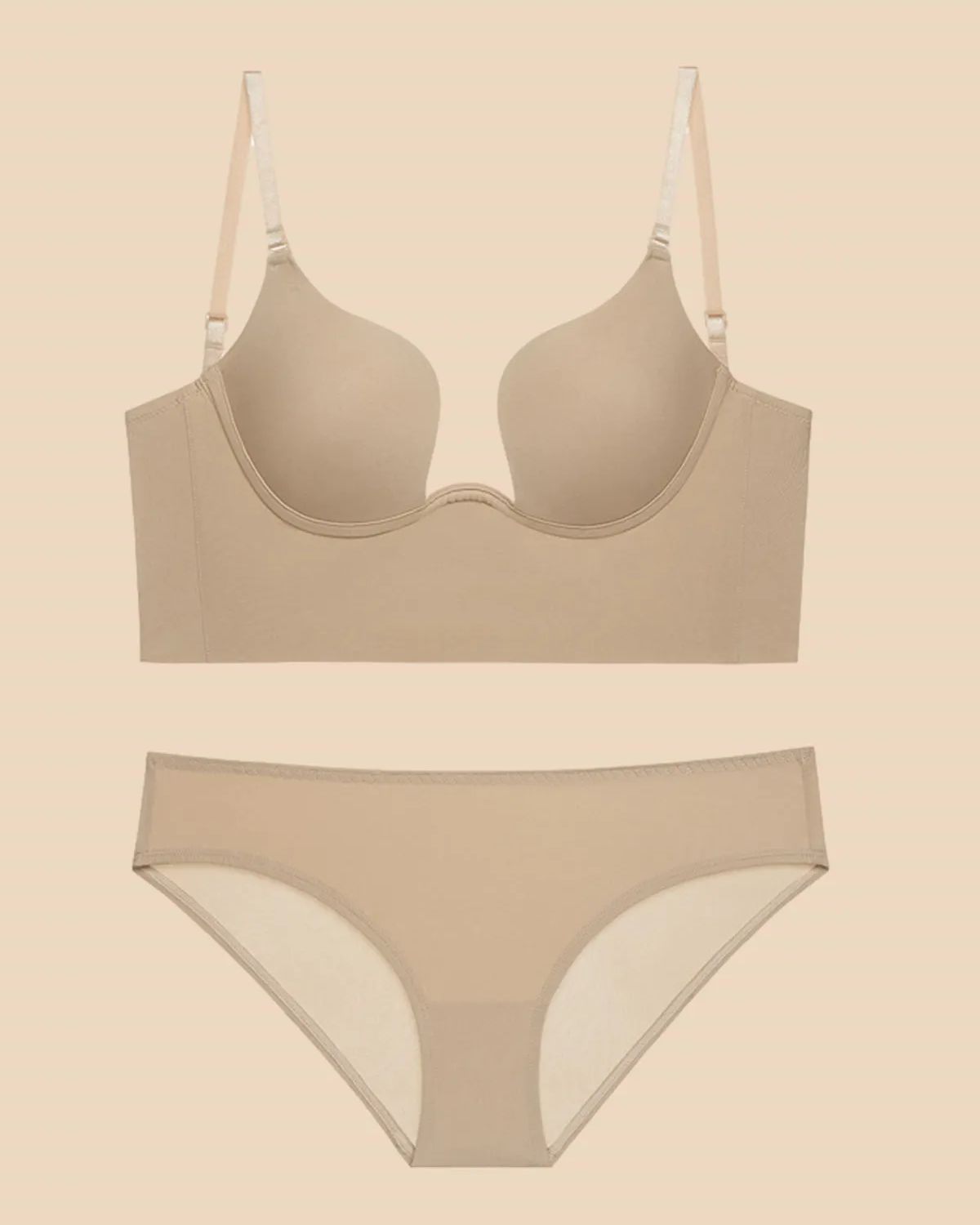 Push Up Low Back Plunge Bra Cleavage-Boosting Light Padding Bra Underwear