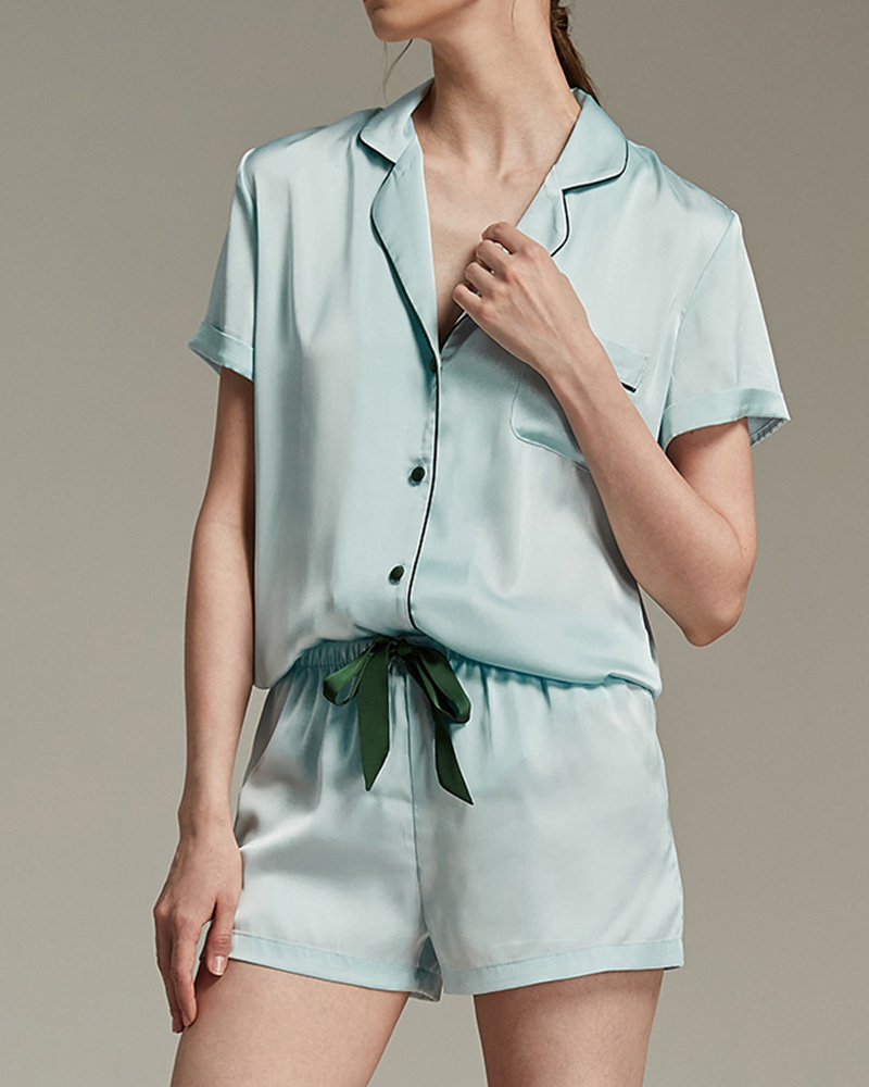 Ice Silk Pajamas Short Sleeve Set