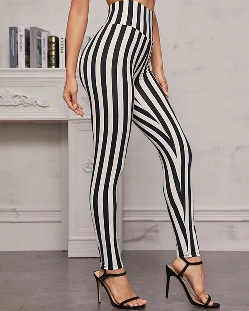 Striped High Waist Yoga Pants Leggings