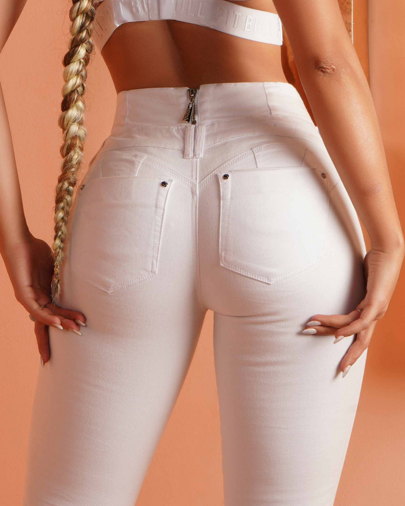 High-Waisted, Back-Zip Skinny Jeans