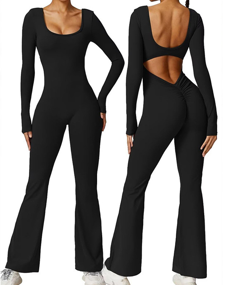 Beautiful Back Long Sleeve Yoga Jumpsuit